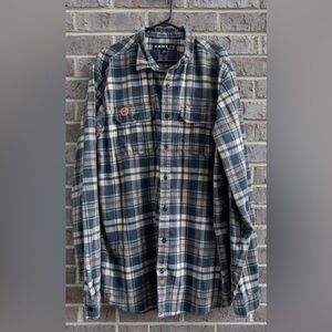 HAWX Button Men's Blue Plaid FR Work Flame Resistant Utility Work Shirt Size XLT